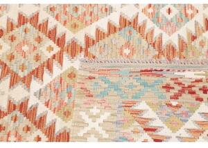 Tappeto Kilim Geometrico Rosso Beige 155x200 Cm