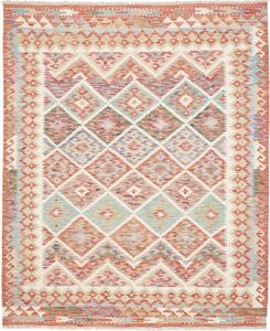 Tappeto Kilim Geometrico Rosso Mattone Avorio 159x194 Cm