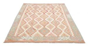 Tappeto Kilim Geometrico Beige Rosso Ruggine 153x196 Cm
