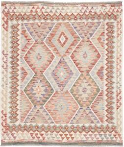 Tappeto Kilim Geometrico Avorio Mattone 161x188 Cm