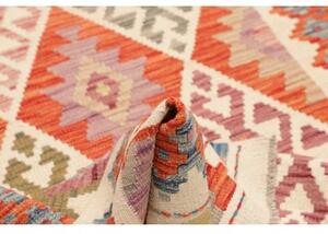 Tappeto Kilim Geometrico Rosso Ruggine Avorio 100x192 Cm