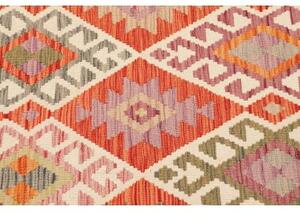 Tappeto Kilim Geometrico Rosso Ruggine Avorio 100x192 Cm