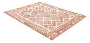 Tappeto Kilim Geometrico Rosso Mattone Avorio 159x194 Cm