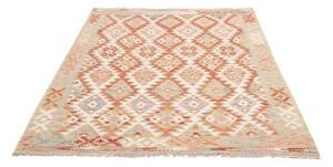 Tappeto Kilim Geometrico Rosso Beige 155x200 Cm