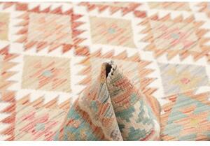 Tappeto Kilim Geometrico Beige Rosso Ruggine 153x196 Cm