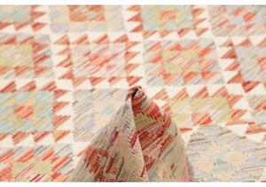 Tappeto Kilim Geometrico Beige Rosso Mattone 152x187 Cm