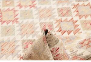Tappeto Kilim Geometrico Beige Rosso Corallo 153x196 Cm