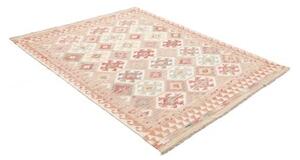 Tappeto Kilim Geometrico Beige Terracotta 154x194 Cm