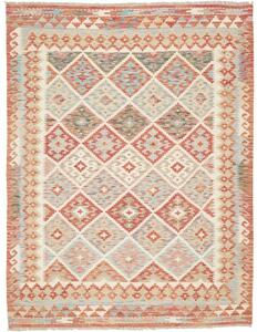 Tappeto Kilim Geometrico Rosso Mattone Beige 152x198 Cm