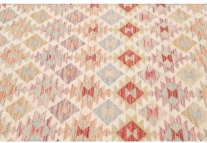 Tappeto Kilim Geometrico Beige Rosso 163x194 Cm