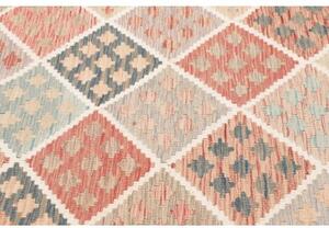 Tappeto Kilim Geometrico Avorio Rosso Mattone 152x190 Cm