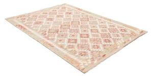 Tappeto Kilim Geometrico Beige Rosso Mattone 153x205 Cm