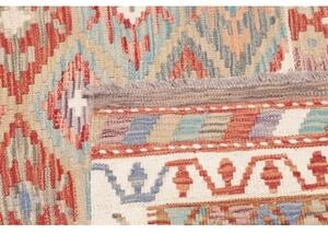 Tappeto Kilim Geometrico Ruggine Azzurro Chiaro 145x193 Cm