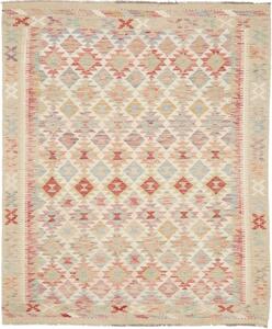 Tappeto Kilim Geometrico Beige Rosso 163x194 Cm