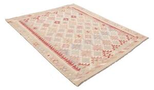 Tappeto Kilim Geometrico Beige Rosso 154x195 Cm