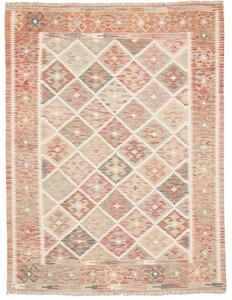 Tappeto Kilim Geometrico Terracotta Beige 154x202 Cm