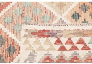 Tappeto Kilim Geometrico Avorio Rosso Mattone 152x190 Cm
