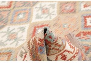 Tappeto Kilim Geometrico Ruggine Azzurro Chiaro 145x193 Cm
