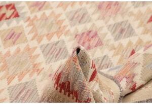 Tappeto Kilim Geometrico Beige Rosso 154x195 Cm
