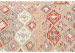 Tappeto Kilim Geometrico Ruggine Azzurro Chiaro 145x193 Cm