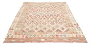 Tappeto Kilim Geometrico Beige Rosso Corallo 153x196 Cm