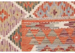 Tappeto Kilim Geometrico Arancione Beige Quadrato 153x160 Cm