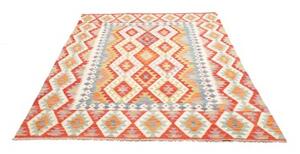 Tappeto Kilim Geometrico Rosso Avorio 171x242 Cm