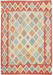 Tappeto Kilim Geometrico Rosso Azzurro 177x254 Cm