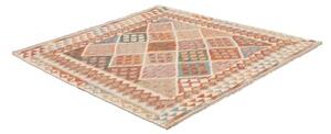 Tappeto Kilim Geometrico Beige Arancione Quadrato 157x160 Cm