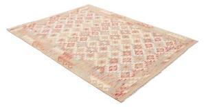 Tappeto Kilim Geometrico Beige Rosso 151x209 Cm