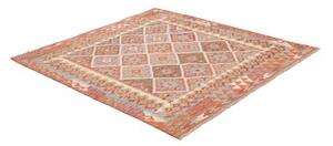 Tappeto Kilim Geometrico Arancione Beige Quadrato 153x160 Cm