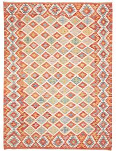 Tappeto Kilim Geometrico Rosso Beige 180x247 Cm