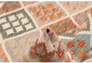 Tappeto Kilim Geometrico Beige Arancione Quadrato 157x160 Cm