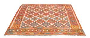Tappeto Kilim Geometrico Ruggine Avorio Quadrato 161x154 Cm
