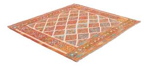 Tappeto Kilim Geometrico Ruggine Avorio Quadrato 161x154 Cm