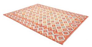 Tappeto Kilim Geometrico Rosso Beige 180x247 Cm