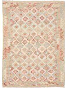 Tappeto Kilim Geometrico Beige Rosso 151x209 Cm