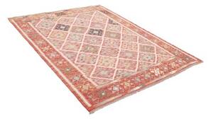 Tappeto Kilim Geometrico Rosso Ruggine Avorio 160x197 Cm