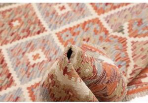 Tappeto Kilim Geometrico Arancione Beige Quadrato 153x160 Cm