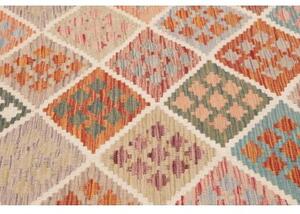 Tappeto Kilim Geometrico Beige Arancione Quadrato 157x160 Cm