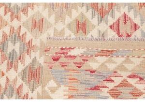 Tappeto Kilim Geometrico Beige Rosso 151x209 Cm