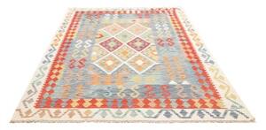 Tappeto Kilim Geometrico Blu Rosso 178x242 Cm