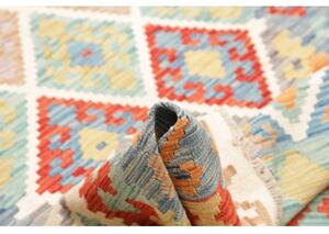 Tappeto Kilim Geometrico Blu Rosso 178x242 Cm