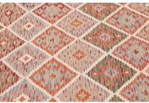 Tappeto Kilim Geometrico Arancione Beige Quadrato 153x160 Cm