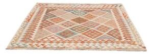 Tappeto Kilim Geometrico Beige Arancione Quadrato 157x160 Cm