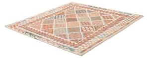 Tappeto Kilim Geometrico Avorio Multicolore Quadrato 161x151 Cm