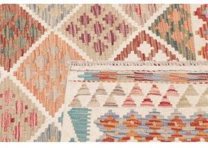 Tappeto Kilim Geometrico Avorio Multicolore Quadrato 161x151 Cm