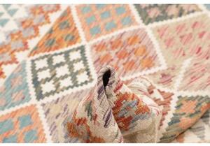Tappeto Kilim Geometrico Avorio Multicolore Quadrato 161x151 Cm