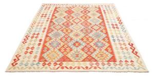 Tappeto Kilim Geometrico Avorio Rosso Mattone 176x242 Cm