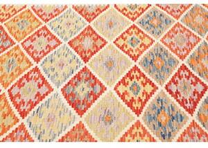 Tappeto Kilim Geometrico Rosso Beige 178x247 Cm